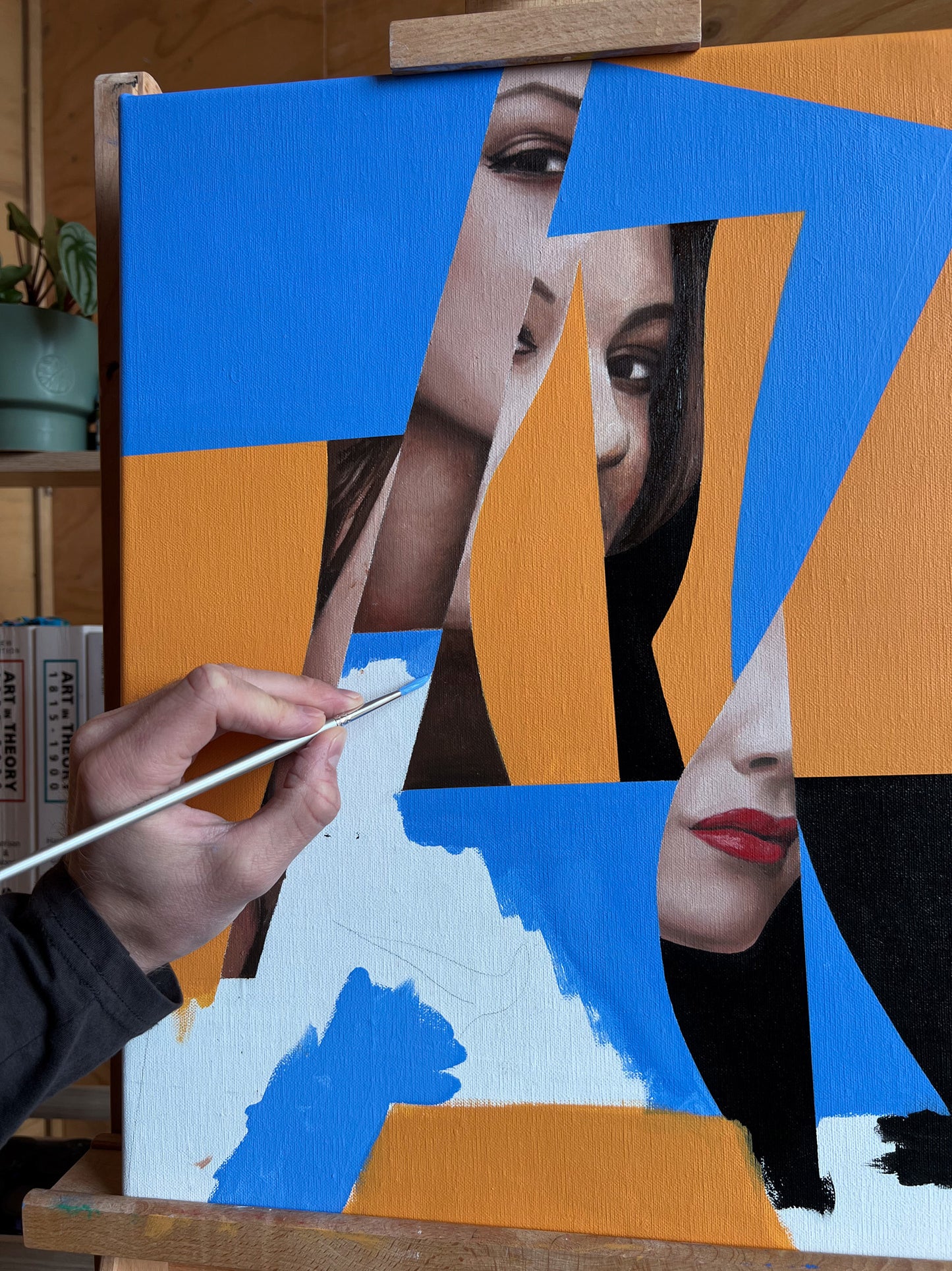 melbourne artist working on painting in studio
