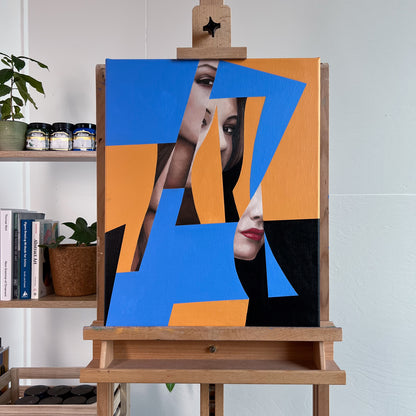 Abstract realist portrait painting on canvas for sale