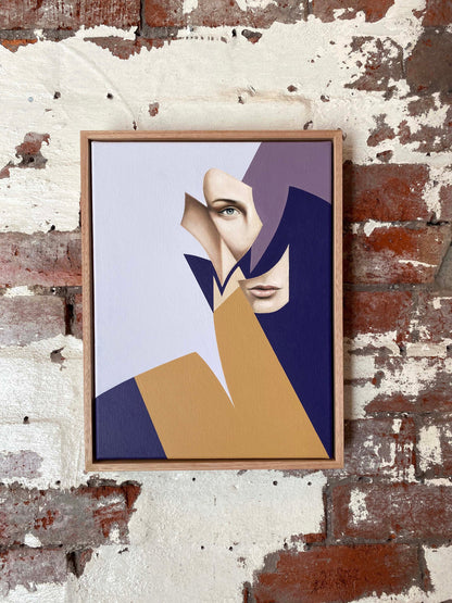 Framed original painting for sale - abstract portrait 